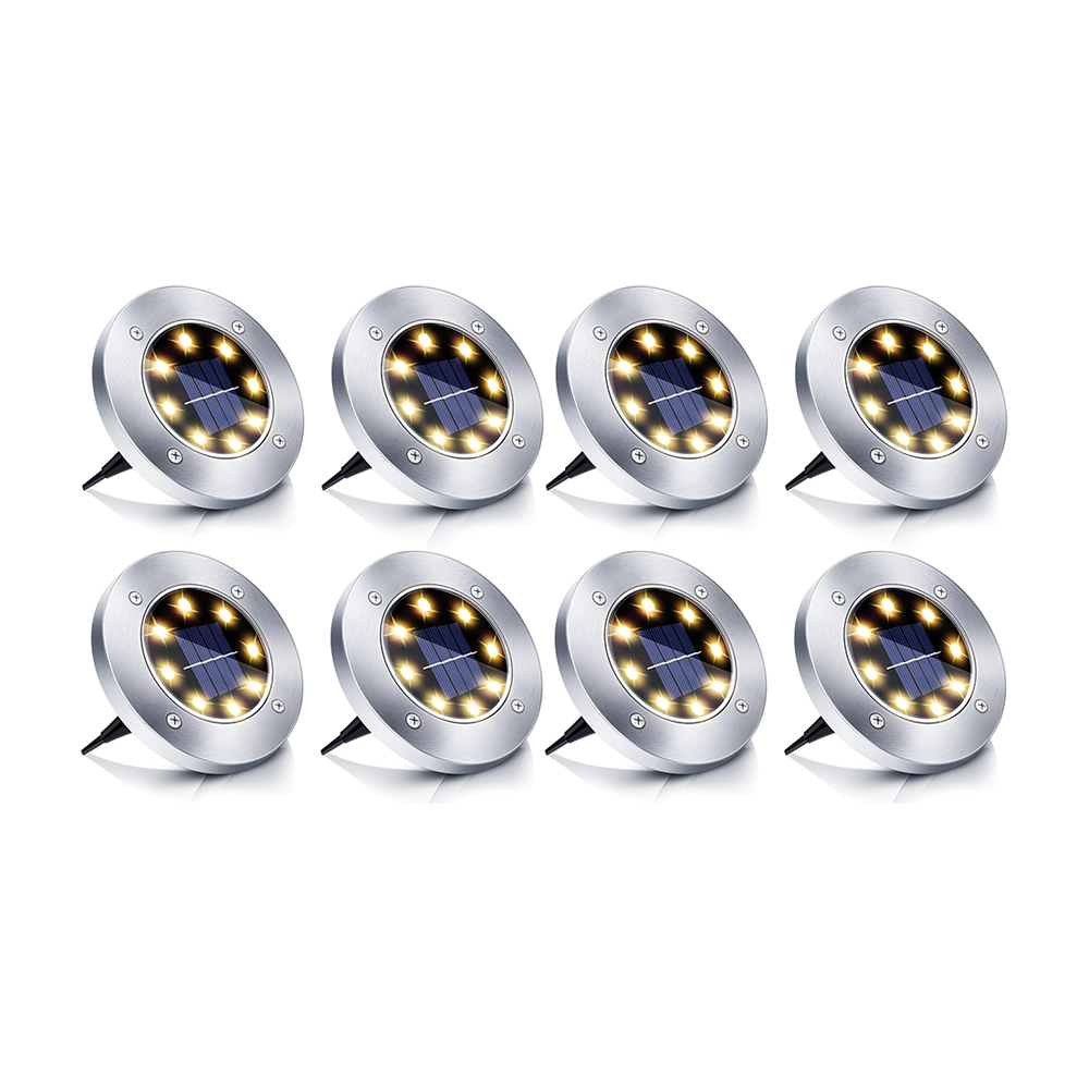 Faretti Solari LED da Esterno Set 8 Luci Segnapasso per Giardino, Vialetti, Cortili e Marciapiedi