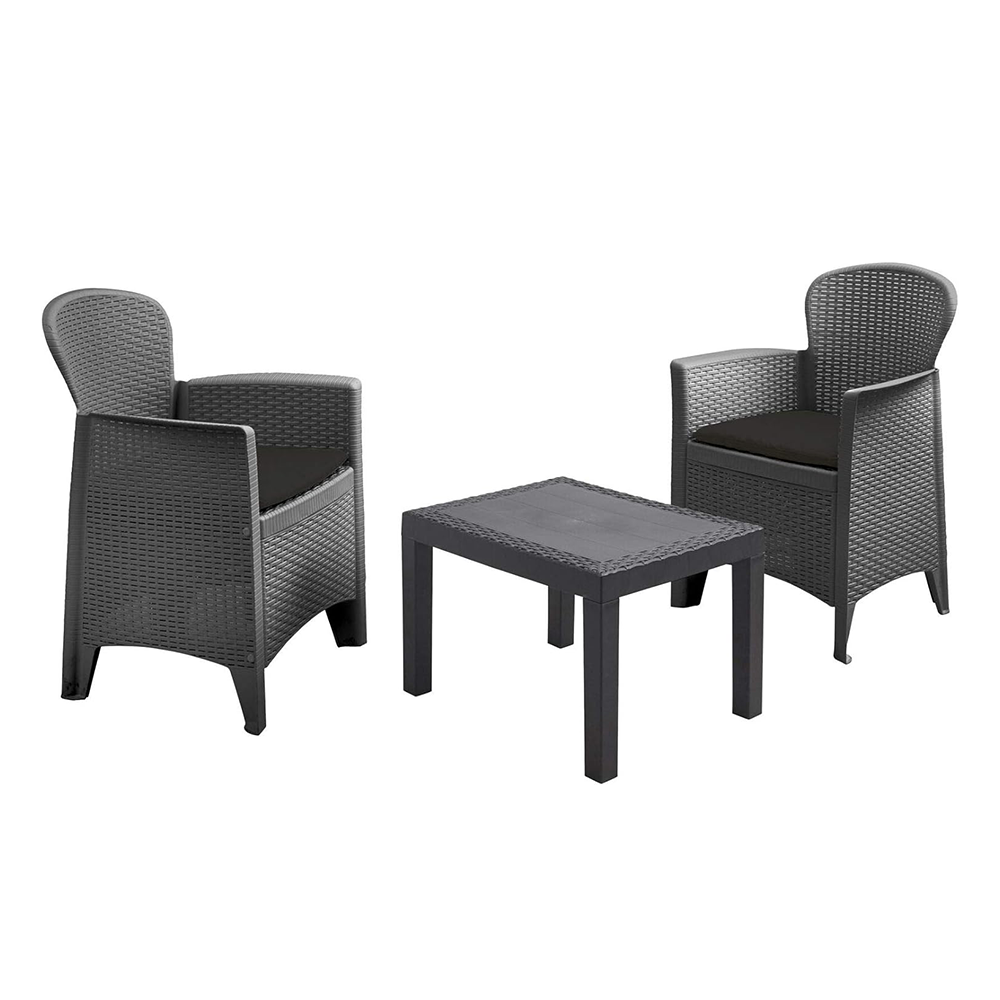 Set Salotto da Giardino con 2 Poltrone e Tavolo