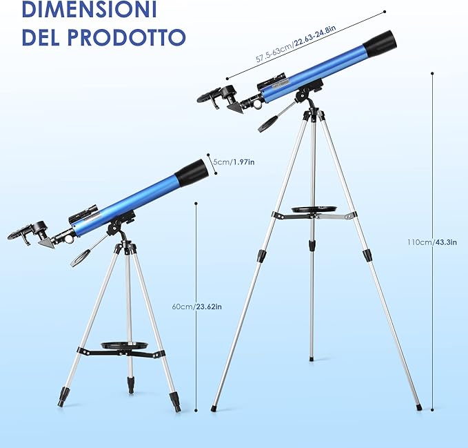 Telescopio Astronomico 600mm con Treppiede Regolabile e Oculari Intercambiabili