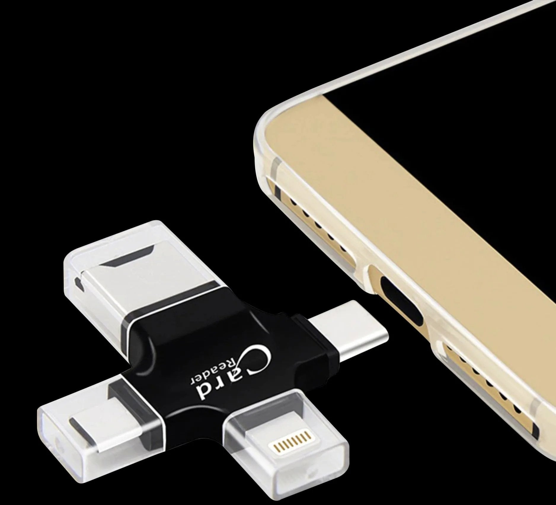 Chiavetta USB 4 in 1 Lightning, Micro USB, USB-A e Type-C per Backup Rapido e Sicuro