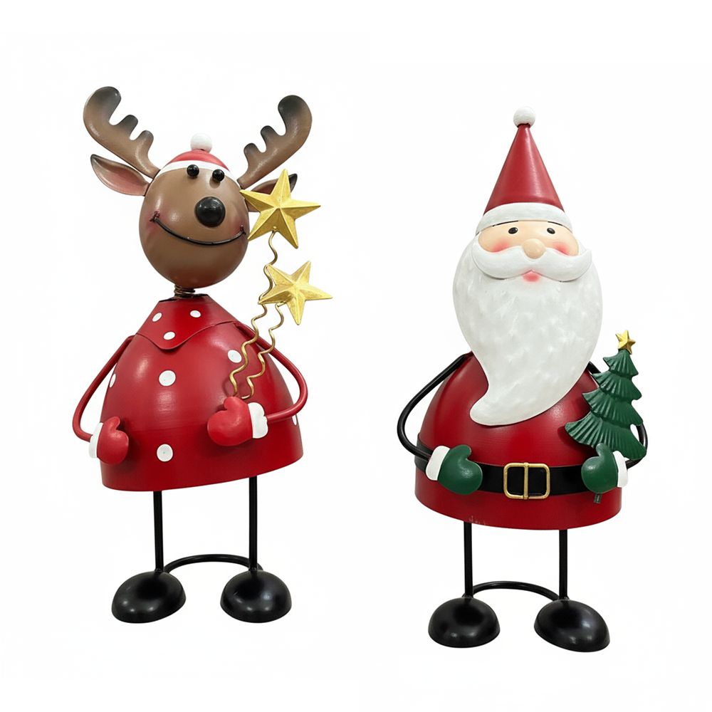 Addobbo Natalizio in Latta Babbo Natale Renna Stilizzata