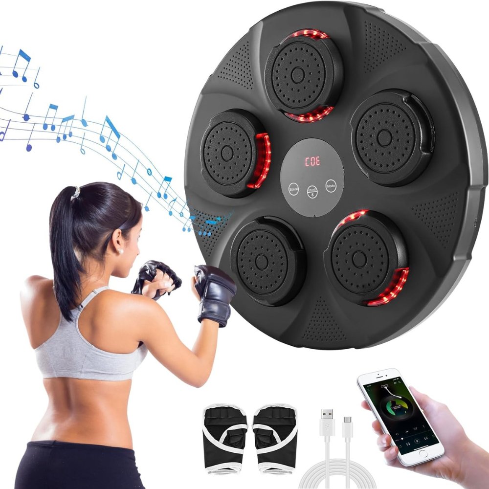 Macchina da Boxe Intelligente con LED e Bluetooth da Parete per Allenamento Domestico