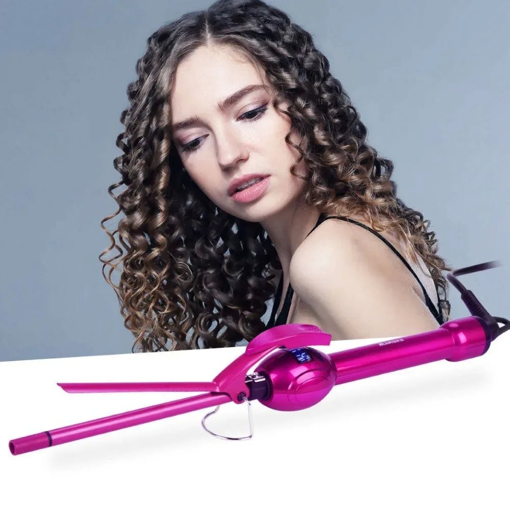 Ferro Arricciacapelli Afro Professionale 9mm con Display LCD e Rivestimento in Ceramica
