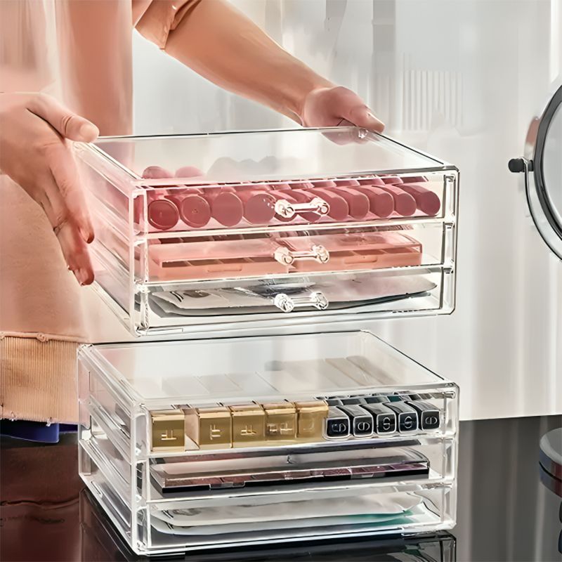Organizer Trasparente Multiuso con Cassetti Antipolvere – Porta Cosmetici, Gioielli e Accessori