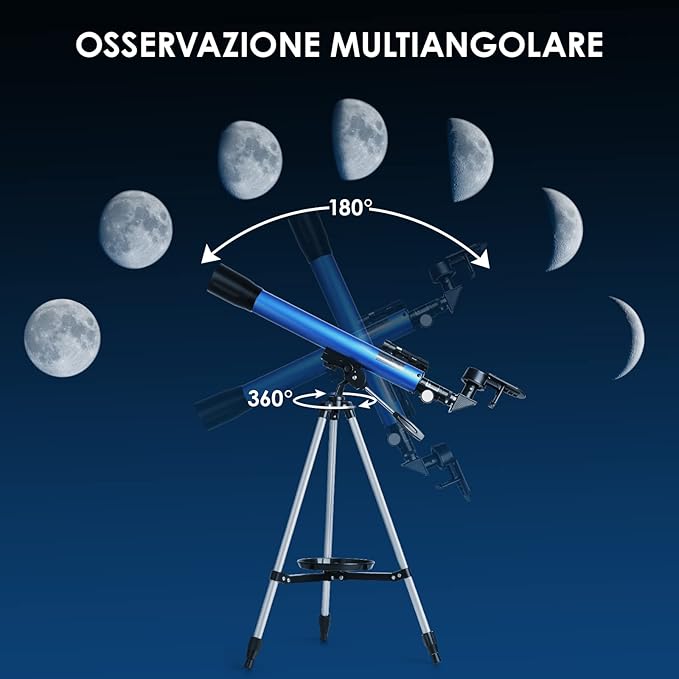 Telescopio Astronomico 600mm con Treppiede Regolabile e Oculari Intercambiabili