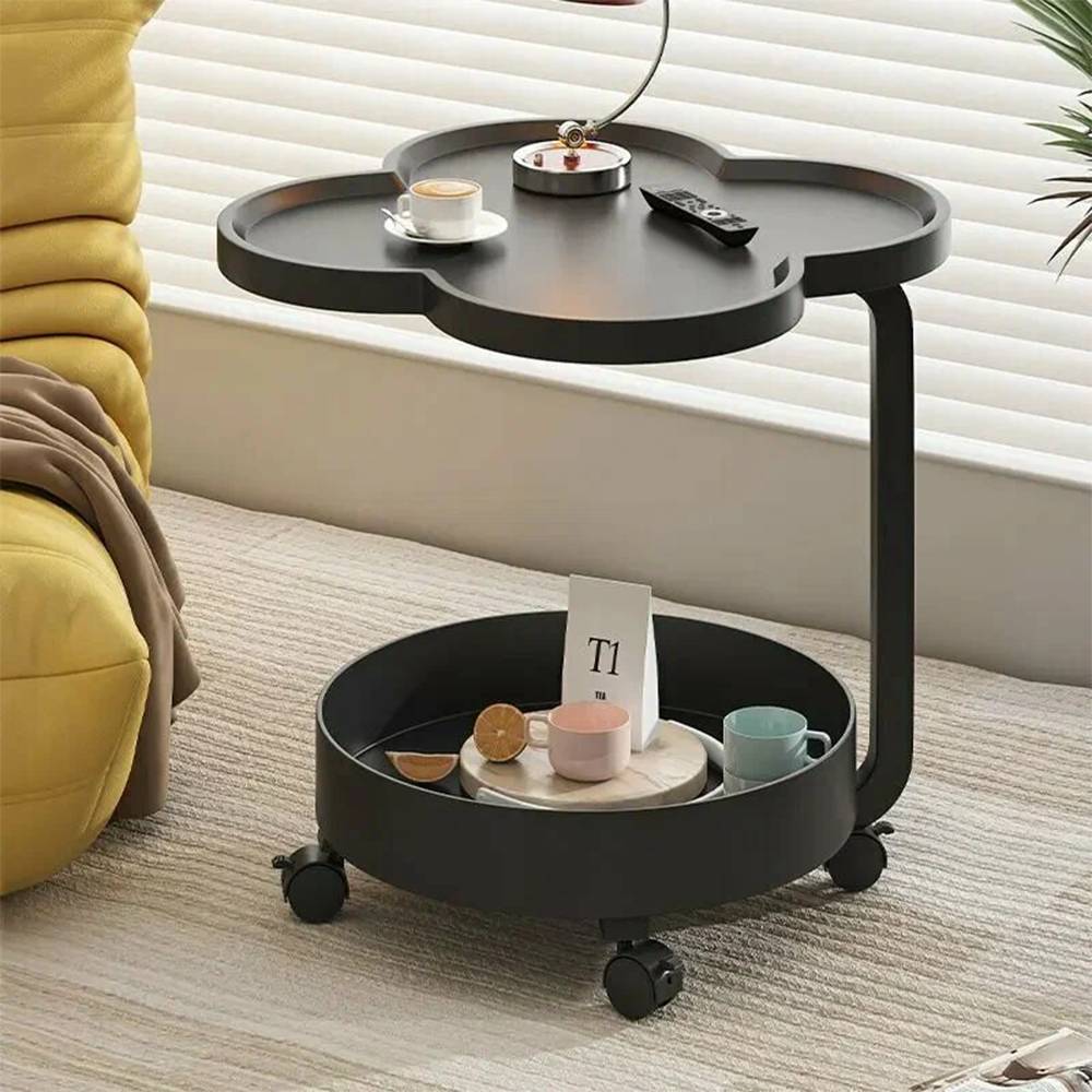 Tavolino Multifunzionale a 2 Livelli con Bordo Rialzato