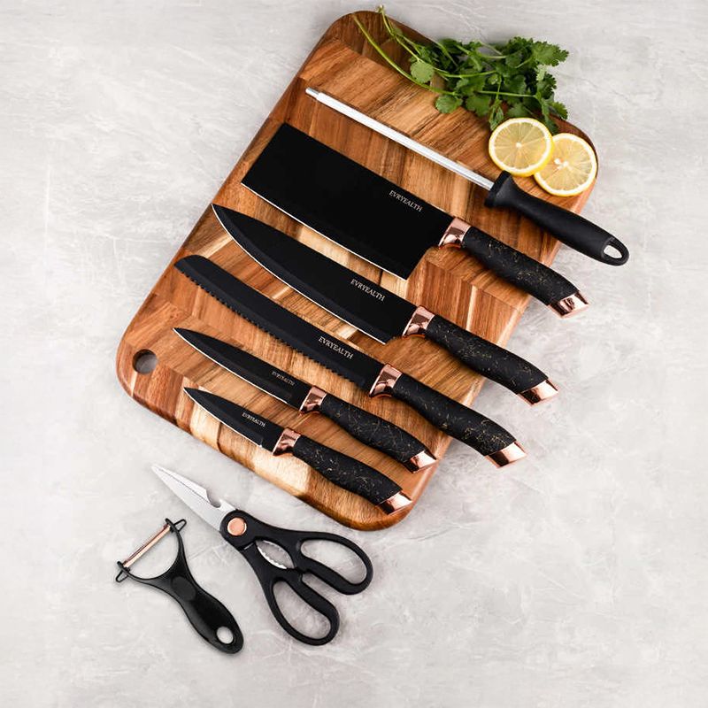Coltelli da Cucina 9 Pezzi in Acciaio Inox con Supporto Acrilico