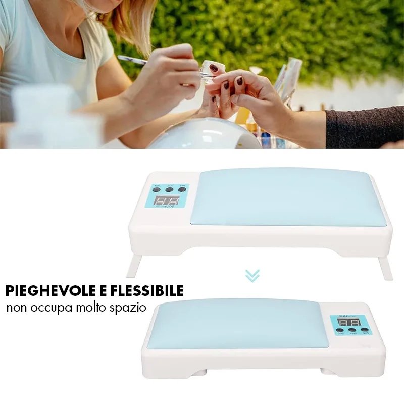 Lampada UV LED Professionale 120W per Unghie con Cuscino e Design Pieghevole
