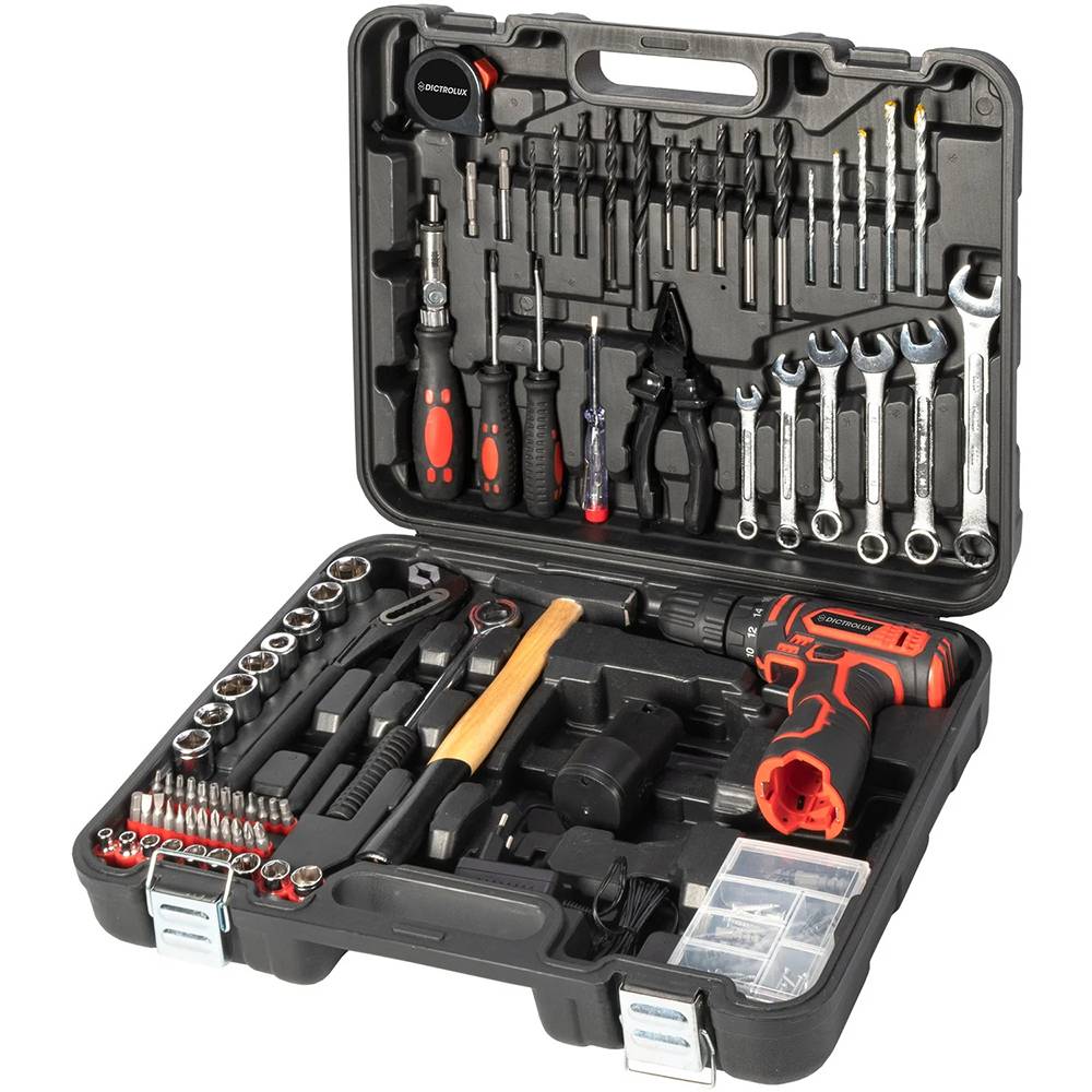 Trapano Avvitatore Ricaricabile 12V con 135 Accessori e Valigetta