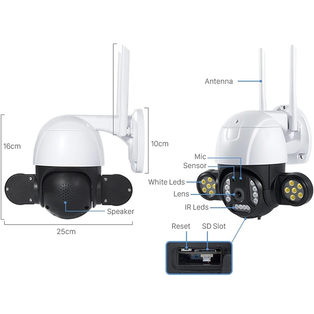 Telecamera Speed Dome WiFi 5MP Visione Notturna Colori Rilevamento AI