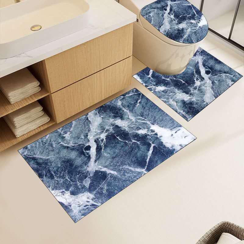 Tappeti Bagno 4 Pezzi Antiscivolo Morbidi Lavabili, Copri Water e Tappetini per WC e Bidet