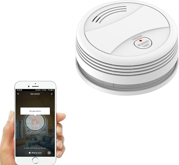 Rilevatore di Fumo Smart Wi-Fi con Notifiche in Tempo Reale, Sirena 85 dB e LED Lampeggiante