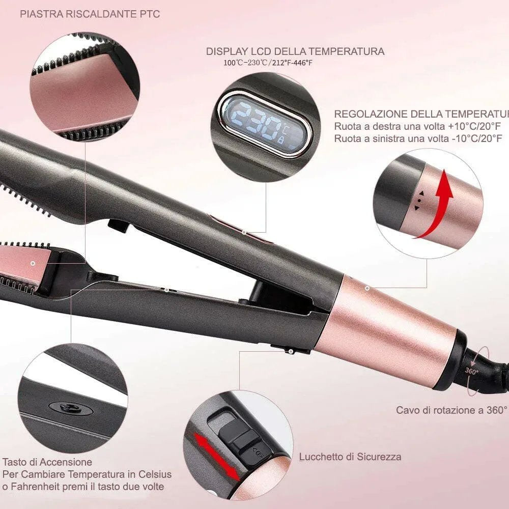 Piastra Arricciacapelli 2 in 1 in Ceramica Professionale