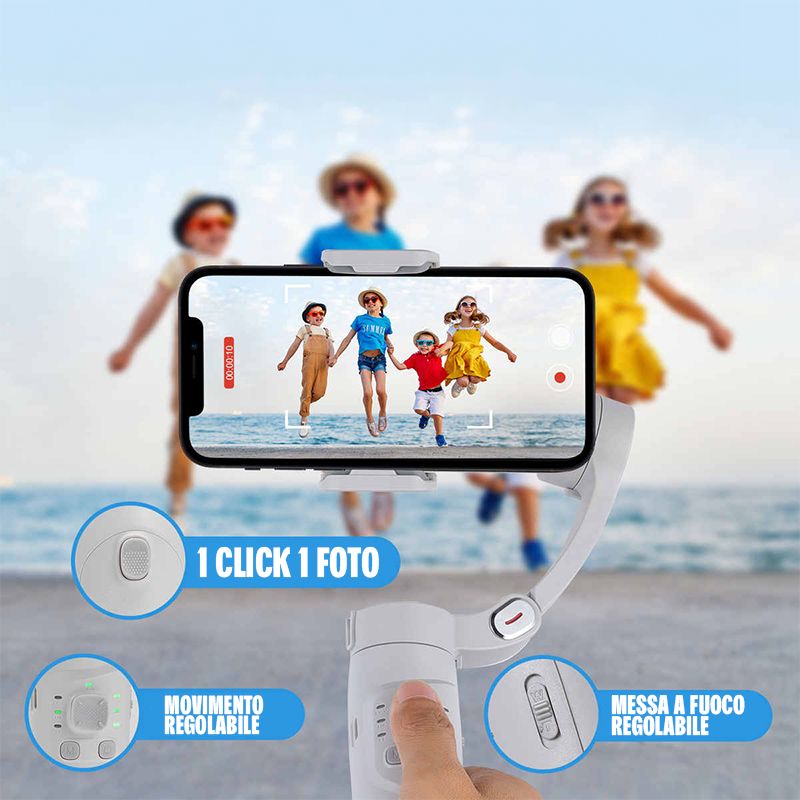 Stabilizzatore Gimbal Motorizzato a 3 Assi con Tracciamento Intelligente e Controllo Remoto