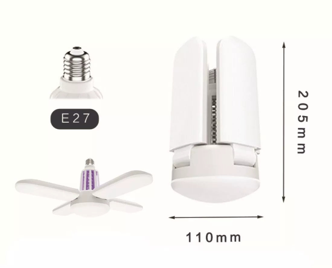 Lampadina Pieghevole UV Antizanzare con Attacco E27