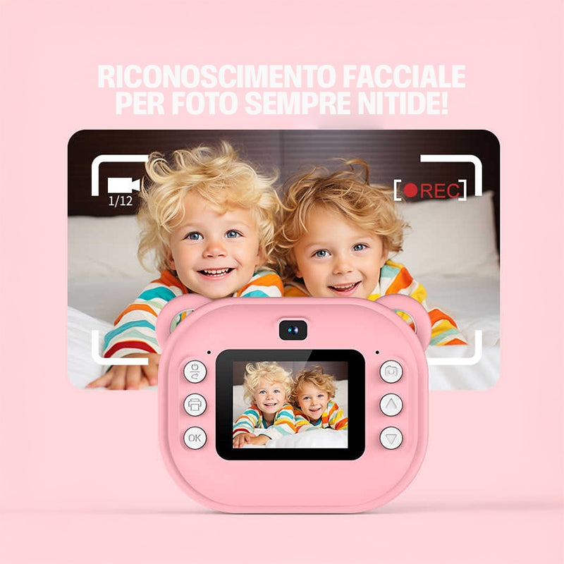 Fotocamera Istantanea per Bambini con Stampa Termica, Video e Giochi Educativi
