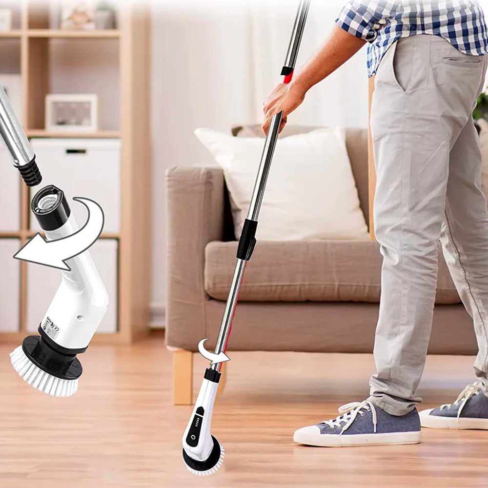 Spazzola Spin Elettrica Multiuso Scrub Rotante 9 in 1 per Pulizia Casa Profonda