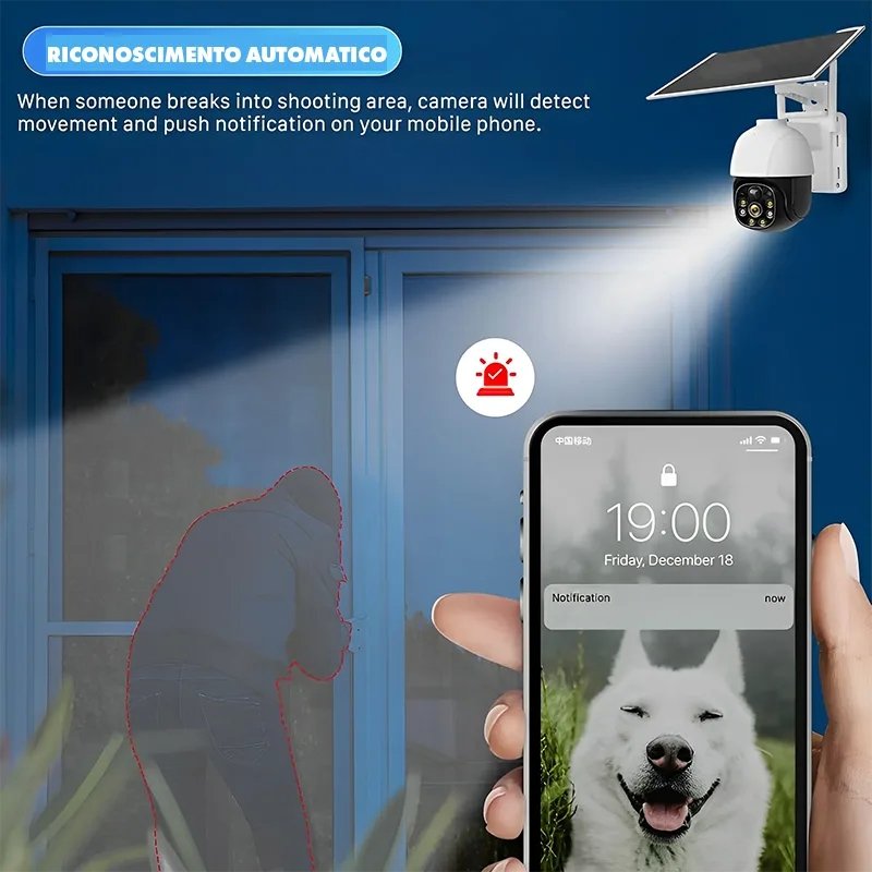 Telecamera di Sicurezza PTZ Outdoor con Connessione 4G e Pannello Solare Integrato