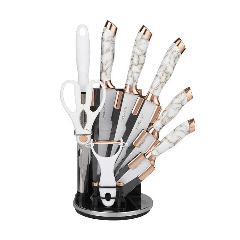 Coltelli da Cucina 9 Pezzi in Acciaio Inox con Supporto Acrilico