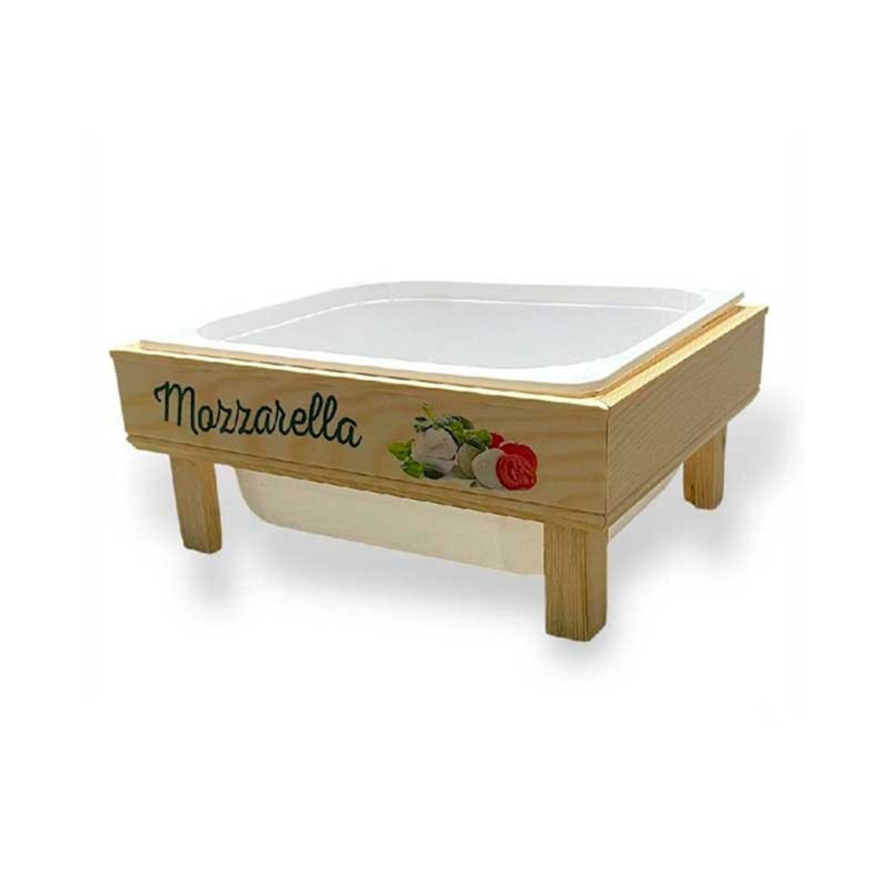 Centrotavola Porta Mozzarella in Legno con Vaschetta Interna