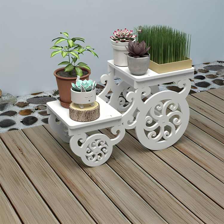 Porta Piante a Carrozza in Legno – Scaffale da Giardino