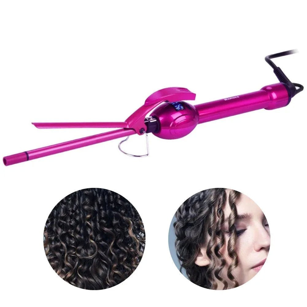 Ferro Arricciacapelli Afro Professionale 9mm con Display LCD e Rivestimento in Ceramica