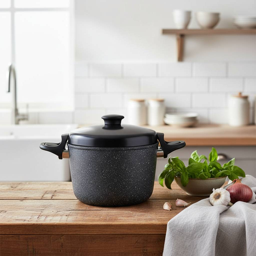 Pentola Cuociapasta Antiaderente Con Coperchio Vetro e Manici Ergonomici