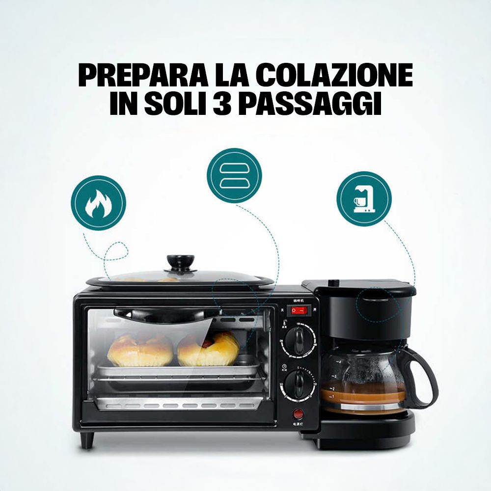 Macchina Colazione Multifunzione per Pane, Toast e Caffè
