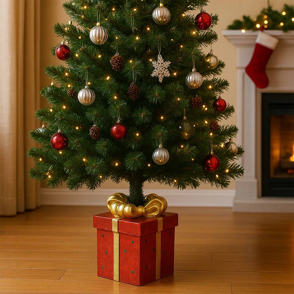 Base Albero Natale Pacco Regalo Decorativa