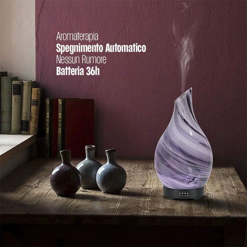 Diffusore di Aromi Elegante con Luce LED e Design in Vetro