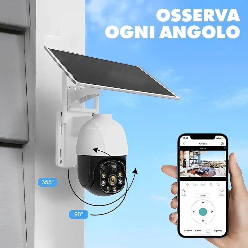 Telecamera di Sicurezza PTZ Outdoor con Connessione 4G e Pannello Solare Integrato