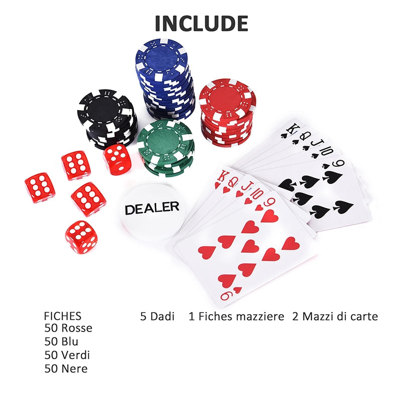 Valigetta Poker Professionale con 200 Fiches e 2 Mazzi di Carte