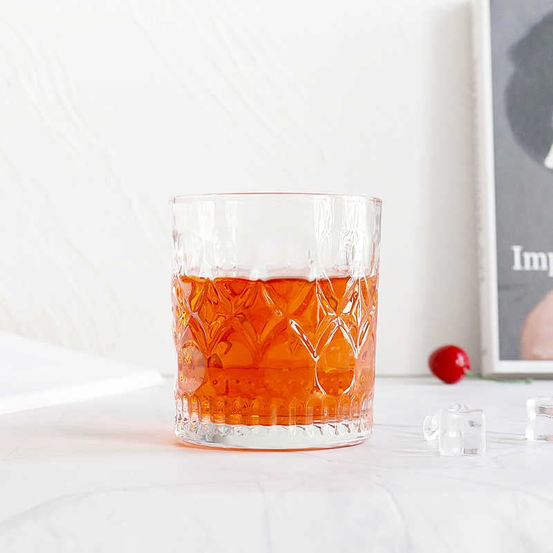 Bicchieri da Whiskey in Vetro Inciso Set da 4