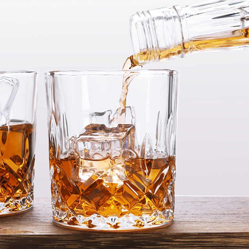 Bicchieri da Whiskey in Vetro Inciso Set da 4