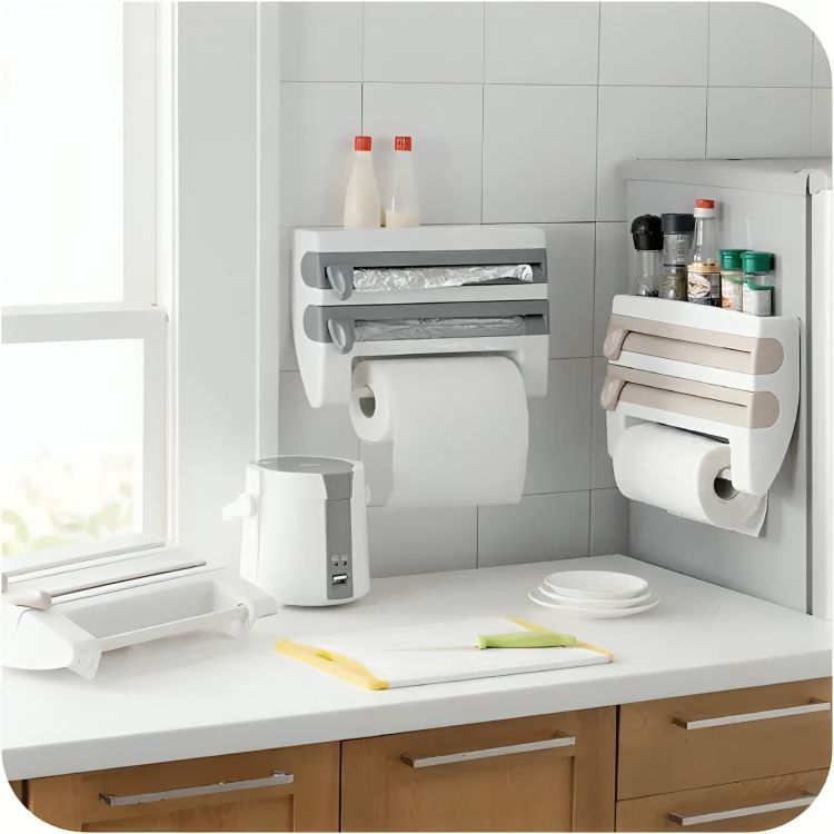 Supporto da Parete 4 in 1 per Cucina con Taglierina Integrata