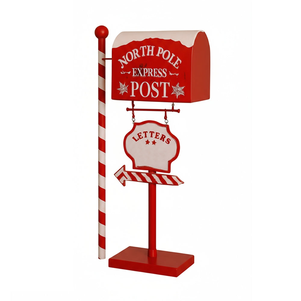 Cassetta Delle Lettere Natalizia Decorativa 80 Cm In Metallo North Pole Express
