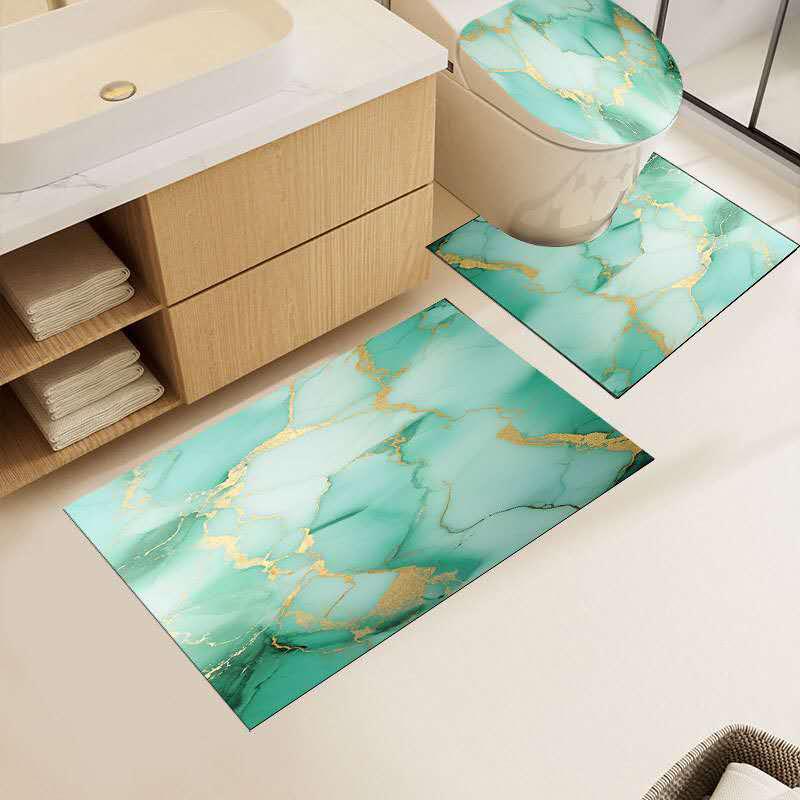Tappeti Bagno 4 Pezzi Antiscivolo Morbidi Lavabili, Copri Water e Tappetini per WC e Bidet