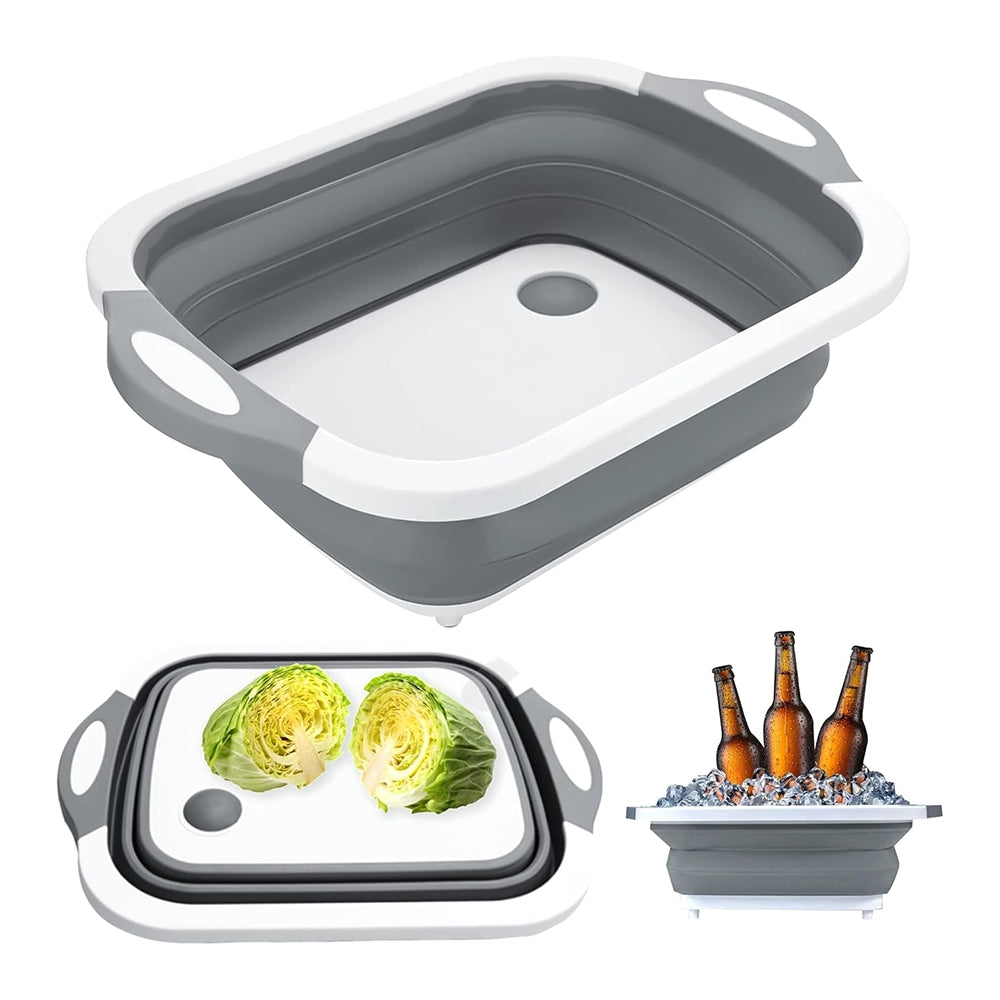 Tagliere Pieghevole 3 in 1 Multiuso da Cucina Lavello e Cestino Salvaspazio