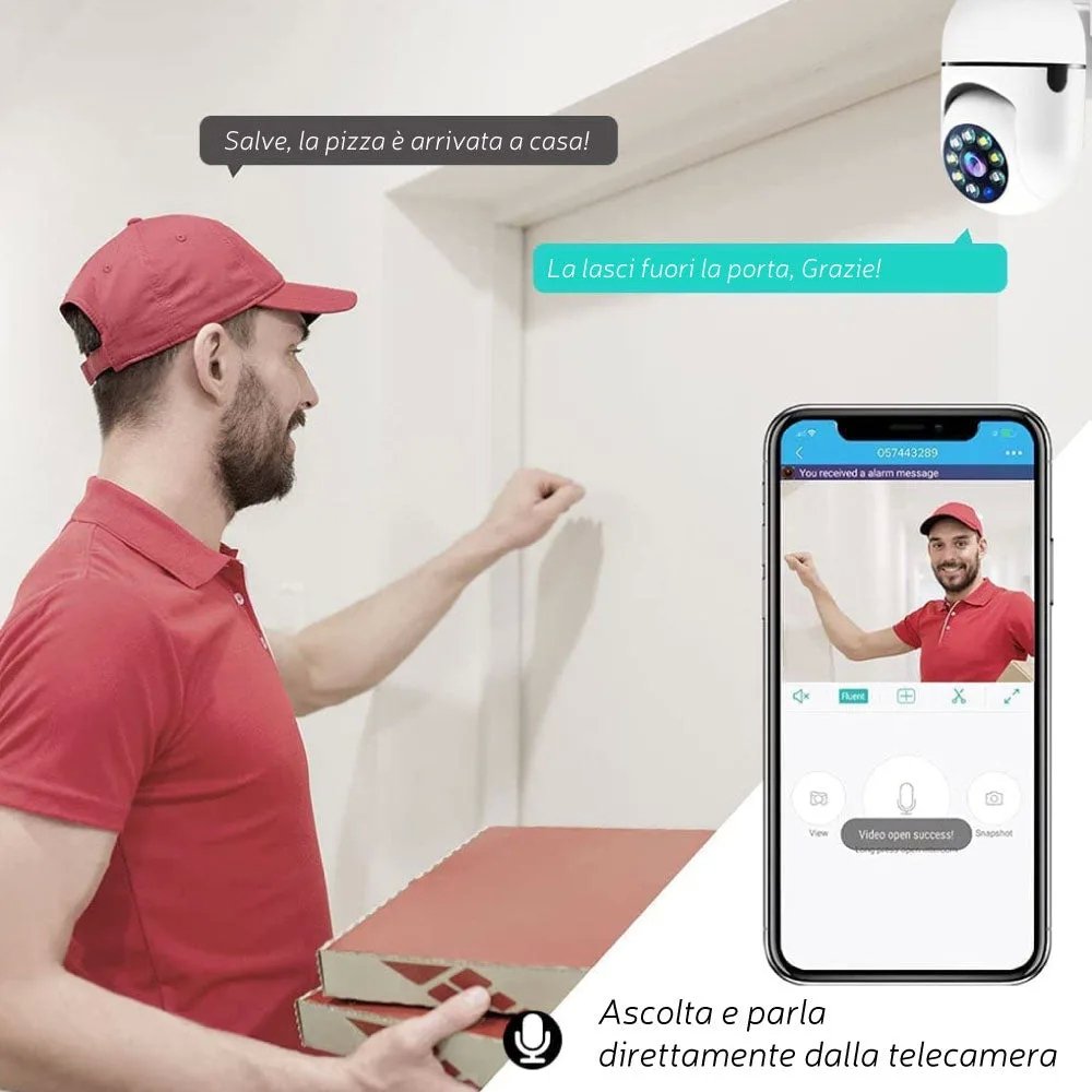 Telecamera Lampadina WiFi 1080p Visione 360° Audio Bidirezionale