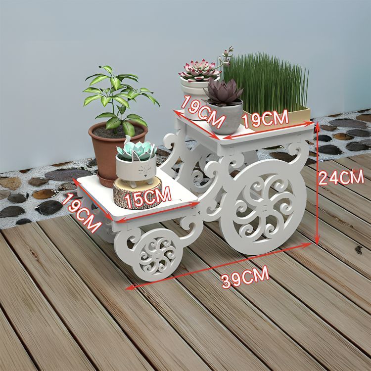 Porta Piante a Carrozza in Legno – Scaffale da Giardino