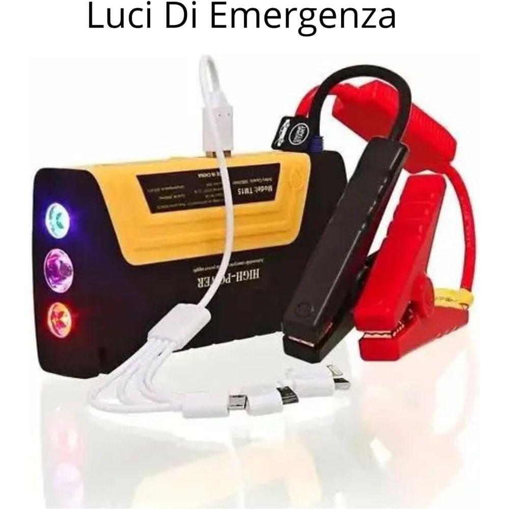 Avviatore di Emergenza Auto 12V Multifunzionale con Power Bank e Pompa ad Aria