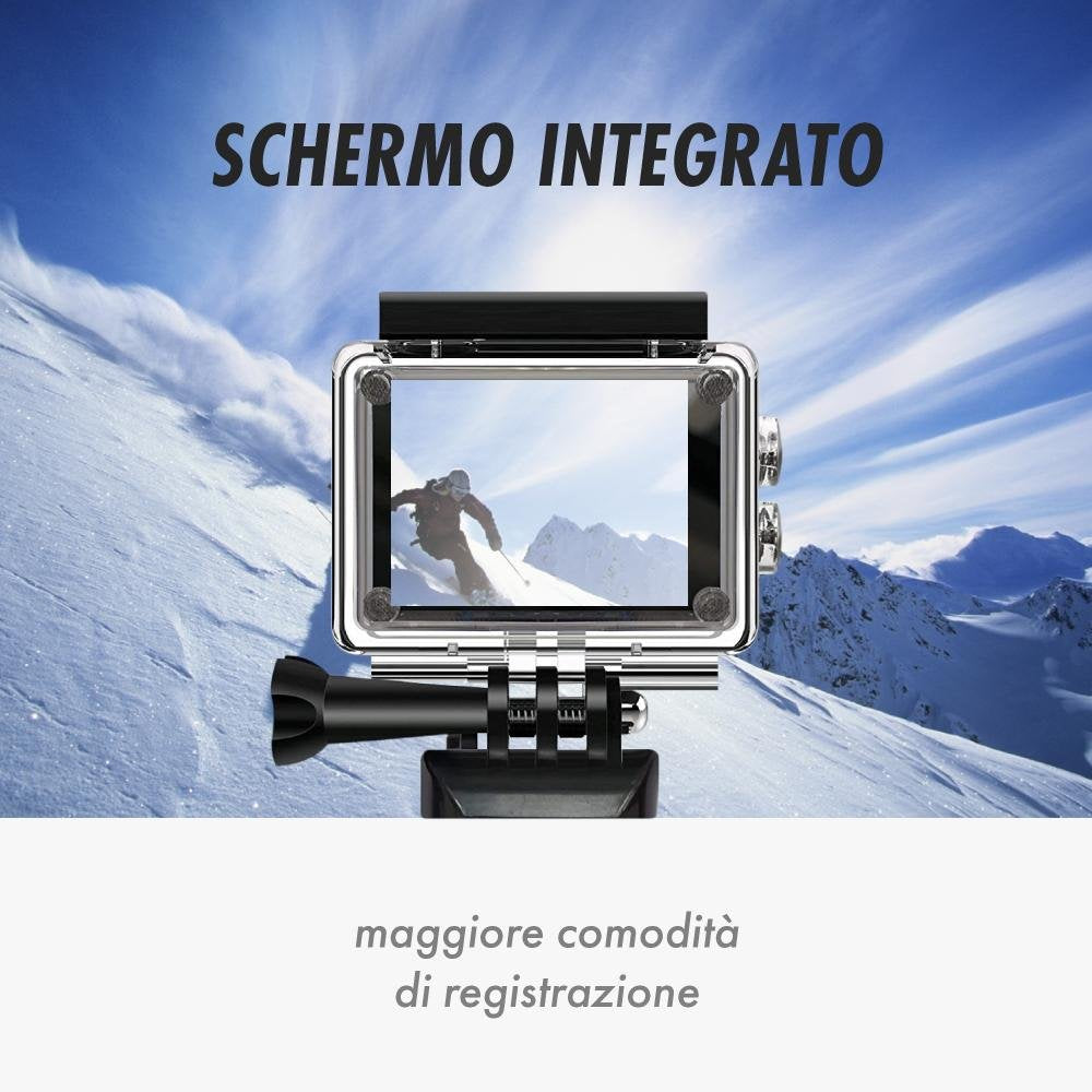 Action Camera Sportiva HD con Schermo Integrato