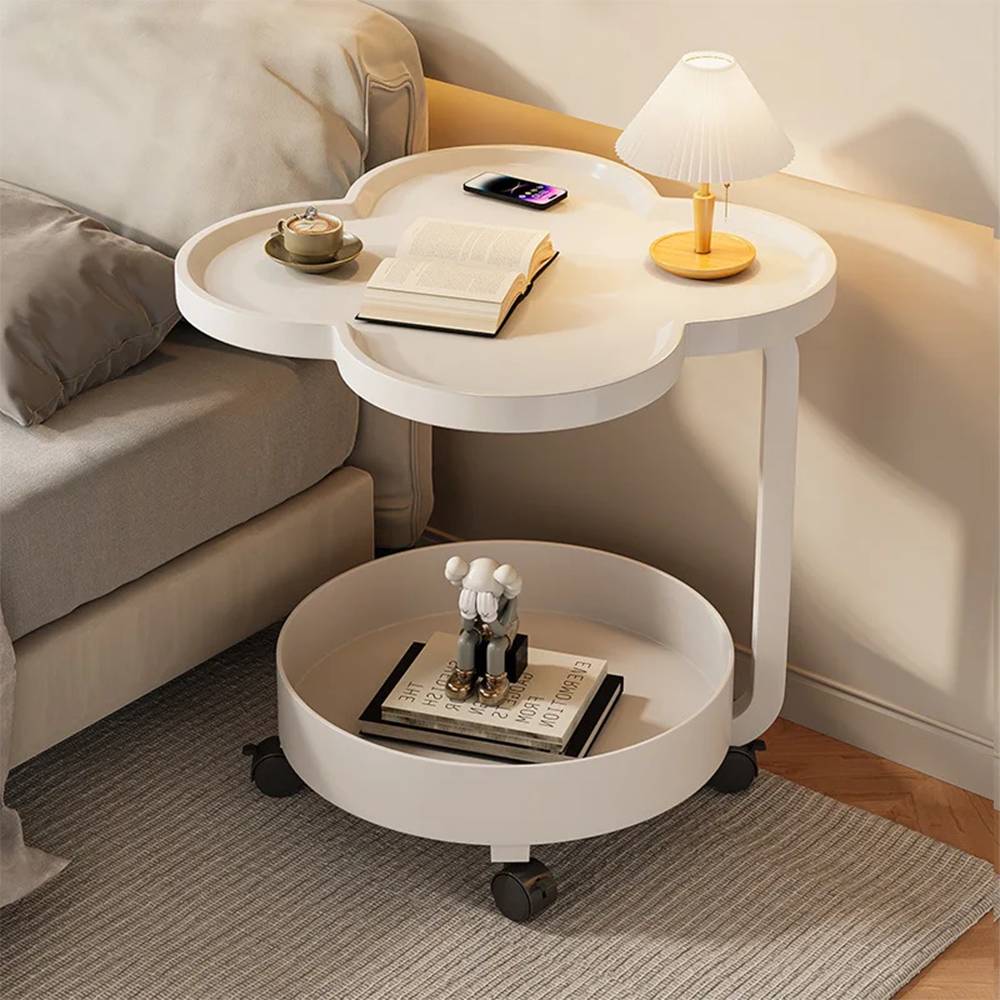 Tavolino Multifunzionale a 2 Livelli con Bordo Rialzato