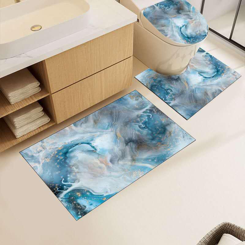 Tappeti Bagno 4 Pezzi Antiscivolo Morbidi Lavabili, Copri Water e Tappetini per WC e Bidet