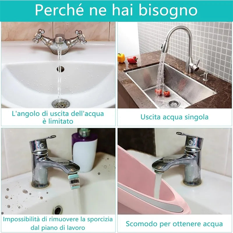 Rubinetto Multidirezionale a 1080° con Doppio Getto