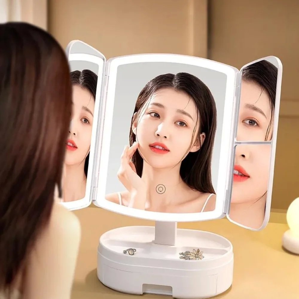 Specchio Trucco LED Pieghevole da Tavolo