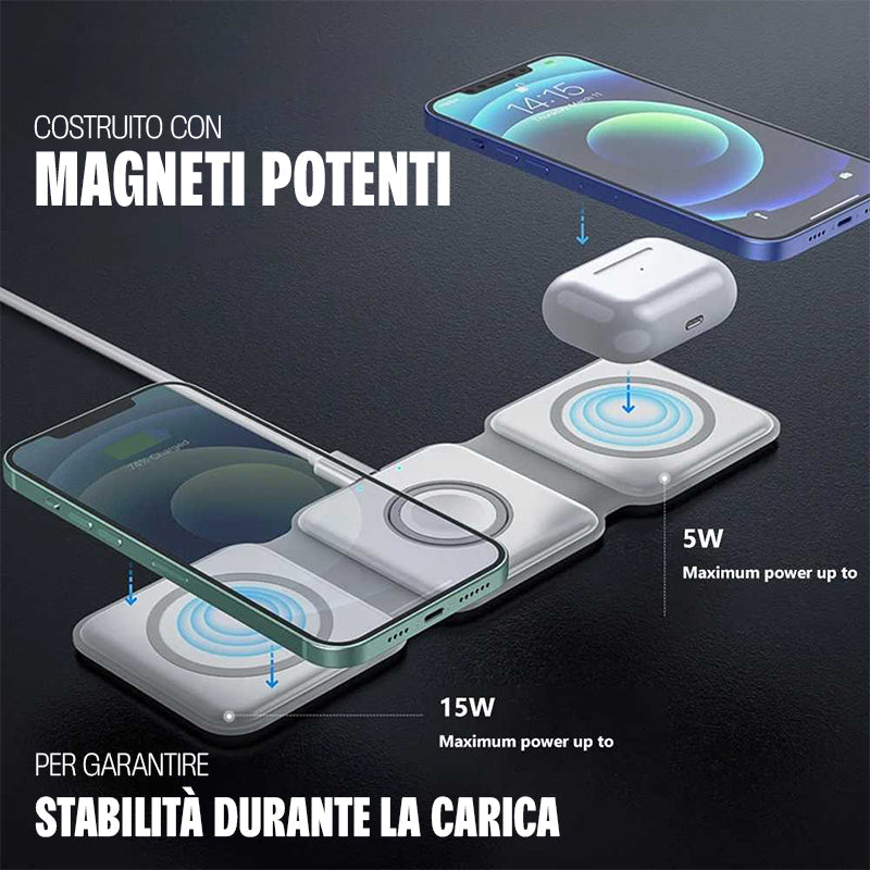 Caricatore Wireless Magnetico 3 in 1 Pieghevole