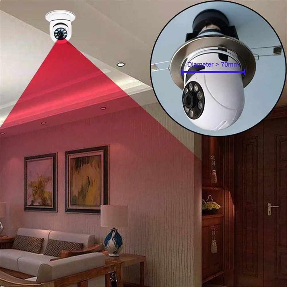 Telecamera Lampadina WiFi 1080p Visione 360° Audio Bidirezionale