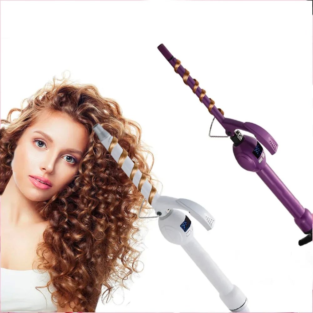 Ferro Arricciacapelli Afro Professionale 9mm con Display LCD e Rivestimento in Ceramica