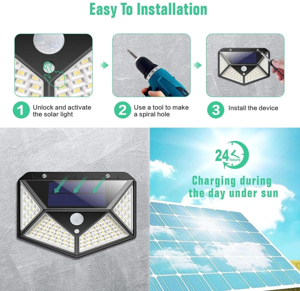 Kit 4 Luci Solari LED da Esterno con Sensore di Movimento